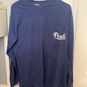 Navy PINK VS LS Pocket Tee